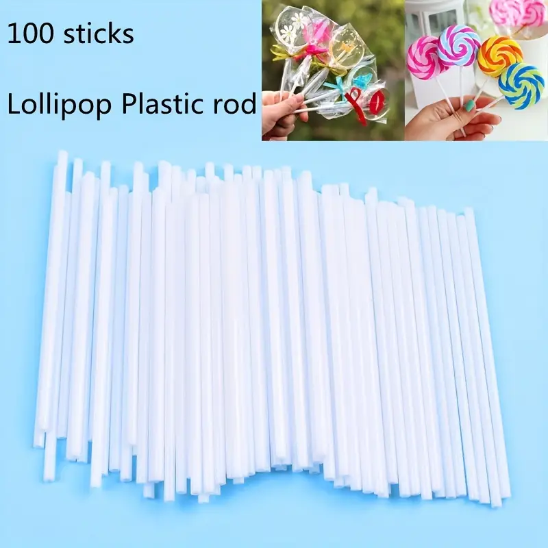 100 Sticks/pack, Hollow Plastic Tube Lollipop Plastic Stick Candy Stick  Cake Insert Card Accessories DIY Party Candy Stick