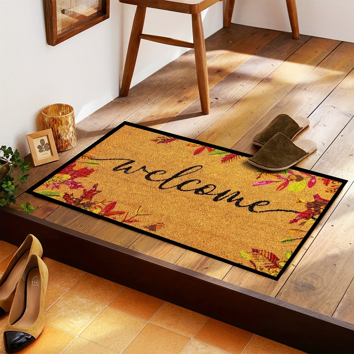 Welcome Entrance Doormat, Front Door, Outdoor Entrance Mat, Welcome Mat,  Non-slip Mat, Perfect For Home, Living Room, Kitchen, Bedroom, Farmhouse,  Kitchen Rug Decoration, For Autumn Thanksgiving Halloween Harvest Festival,  Home Decor, Room