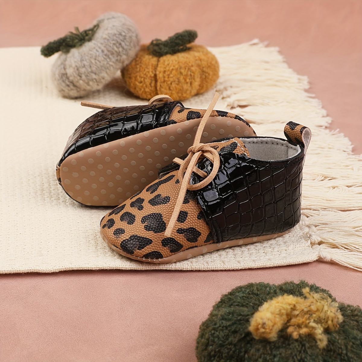 Leopard Print Lace Up Sneakers for Baby Girls