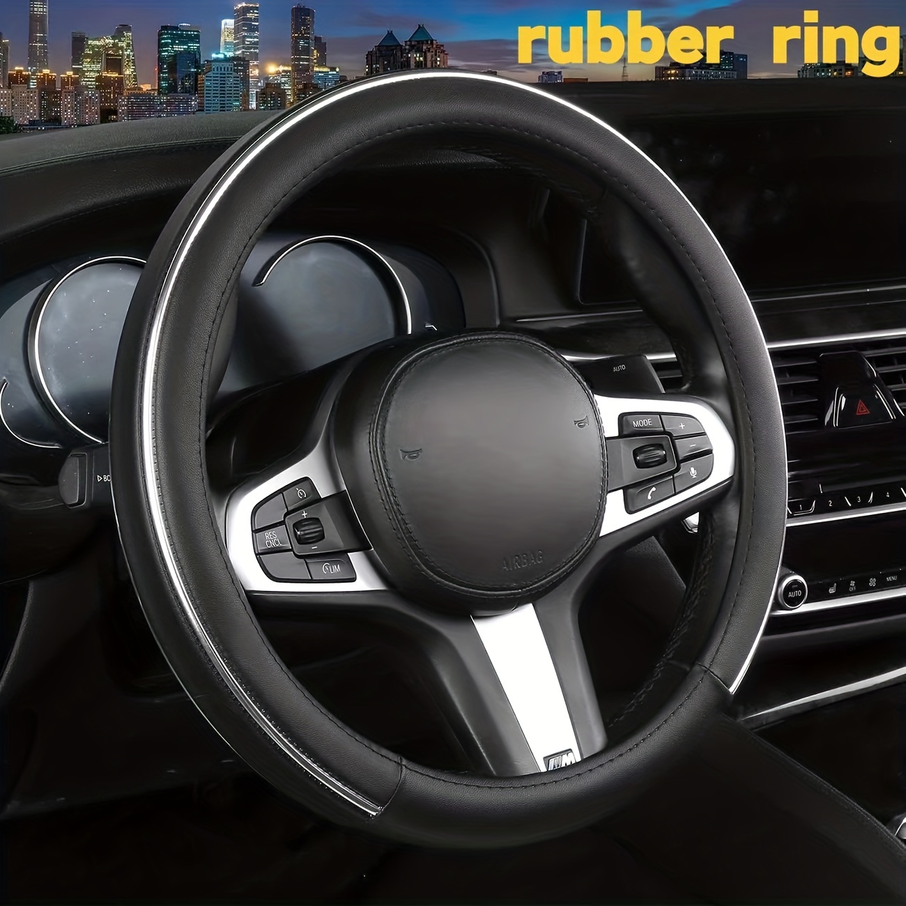  Rueesh Microfiber Leather Steering Wheel Cover Anti