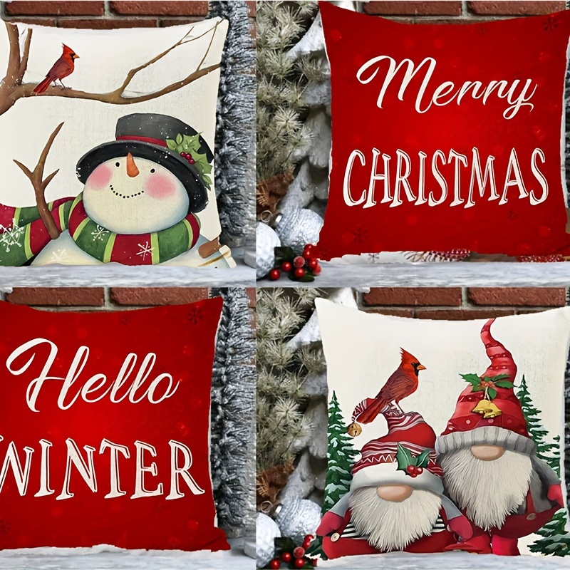 Christmas Pillowcase Set Colorful Holiday Holly Happy Winter - Temu