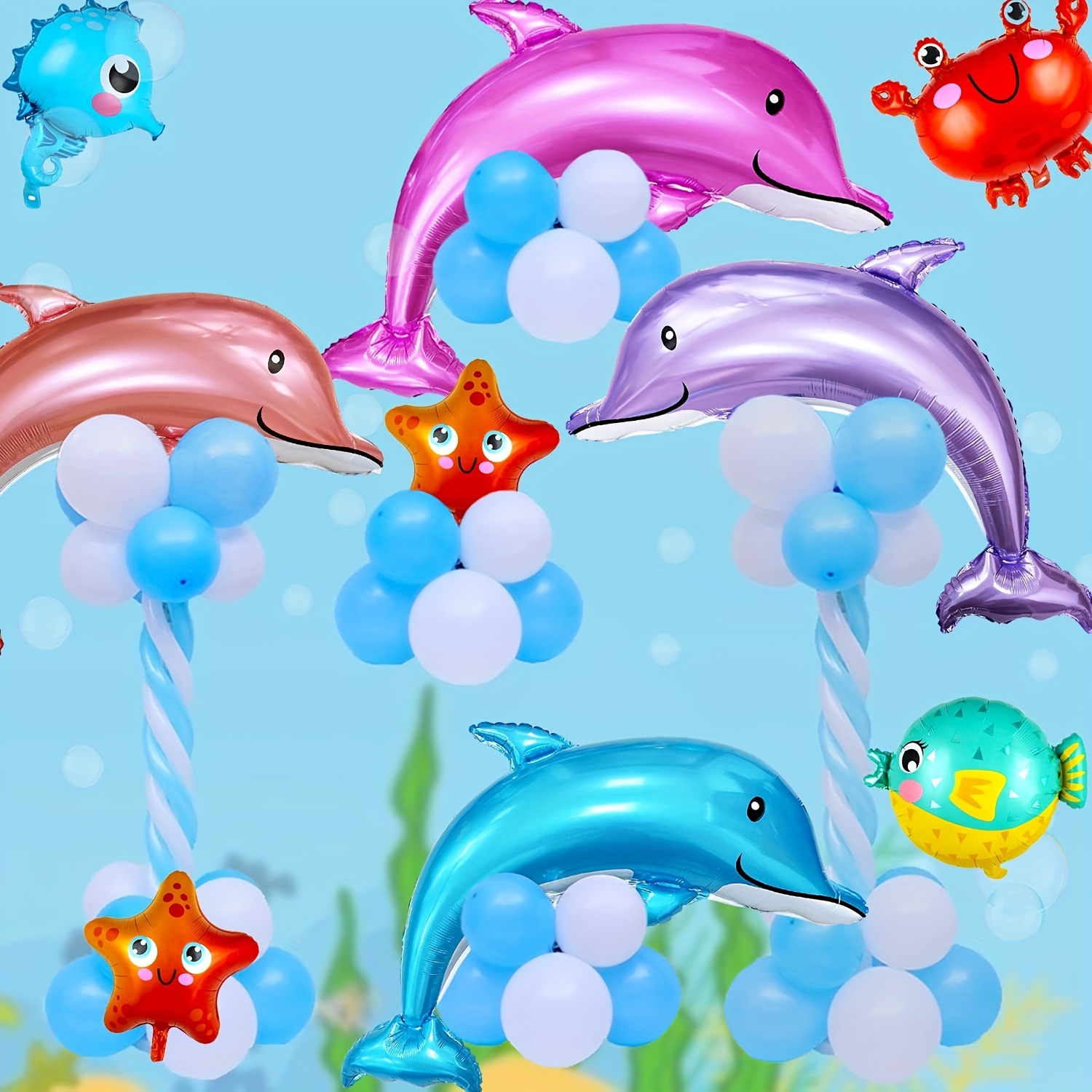 Large Fish Dolphin Foil Balloons Ocean Animals Balloons Fish - Temu