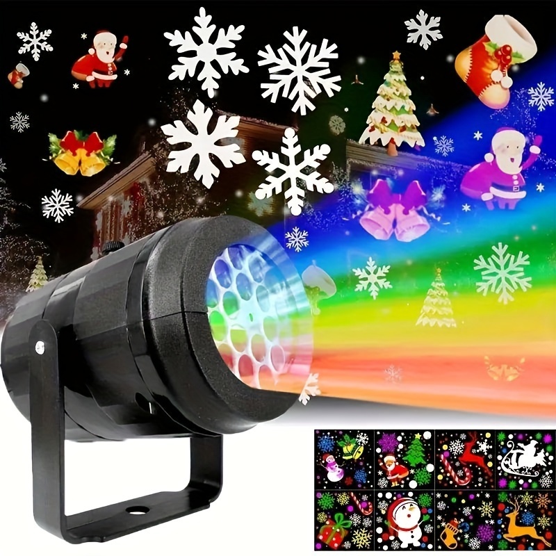 Projecteur Lumières Flocon de neige Fête de Noël Laser Led Scène Lumière  Rotation de Noël Motif Extérieur Vacances Éclairage Jardin Décor