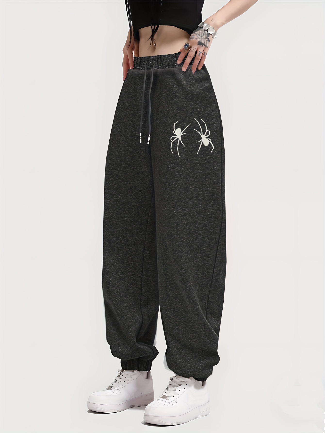 Wangsaura Women's Loose Sweatpants Elastic Waist Drawstring Graphic Print  Pants