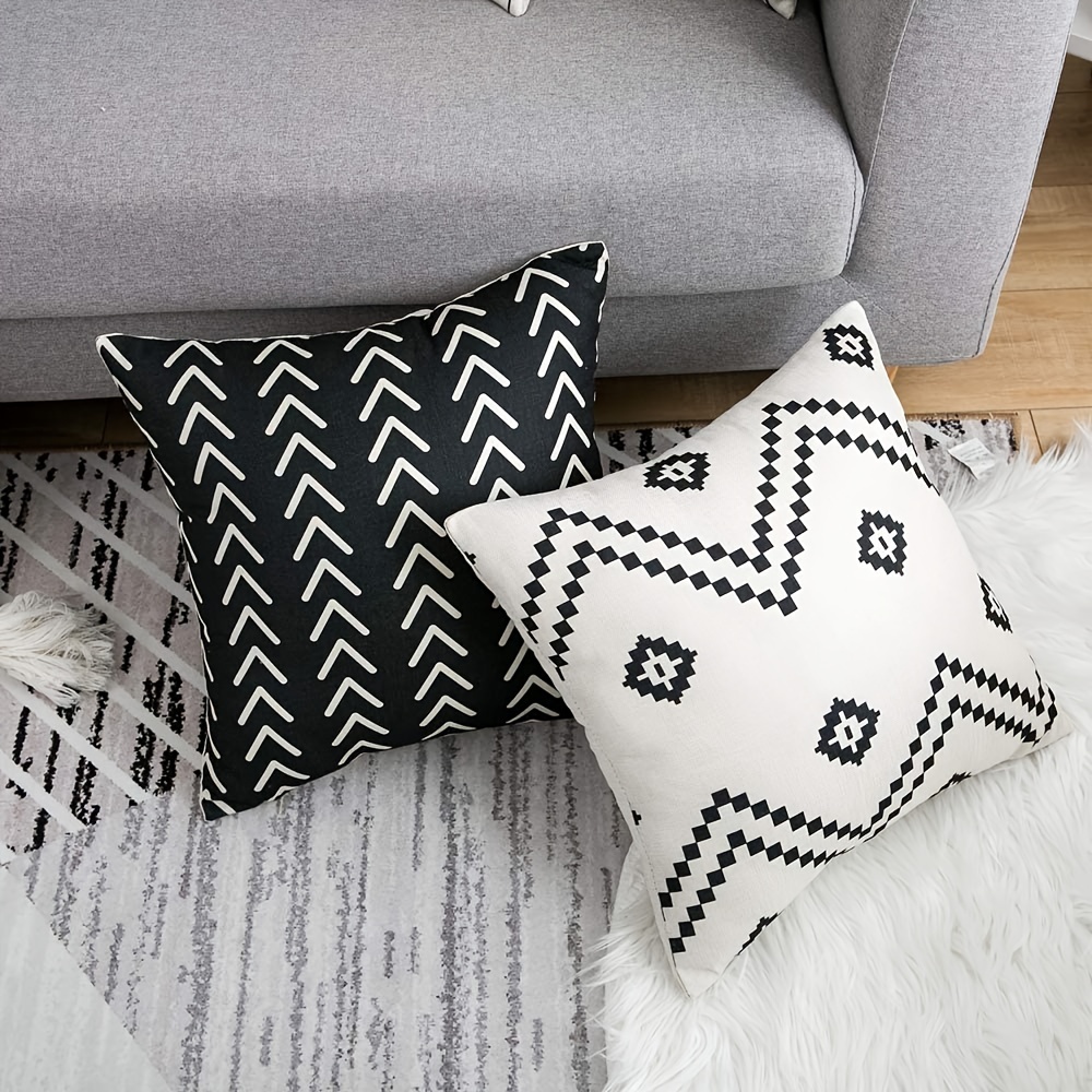 Pillow Covers, Pillow Covers Modern Throw Pillow Covers Black Boho  Geometric Mudcloth Linen Neutral Decorative Pillow Covers For Sofa Couch  Chair - Temu