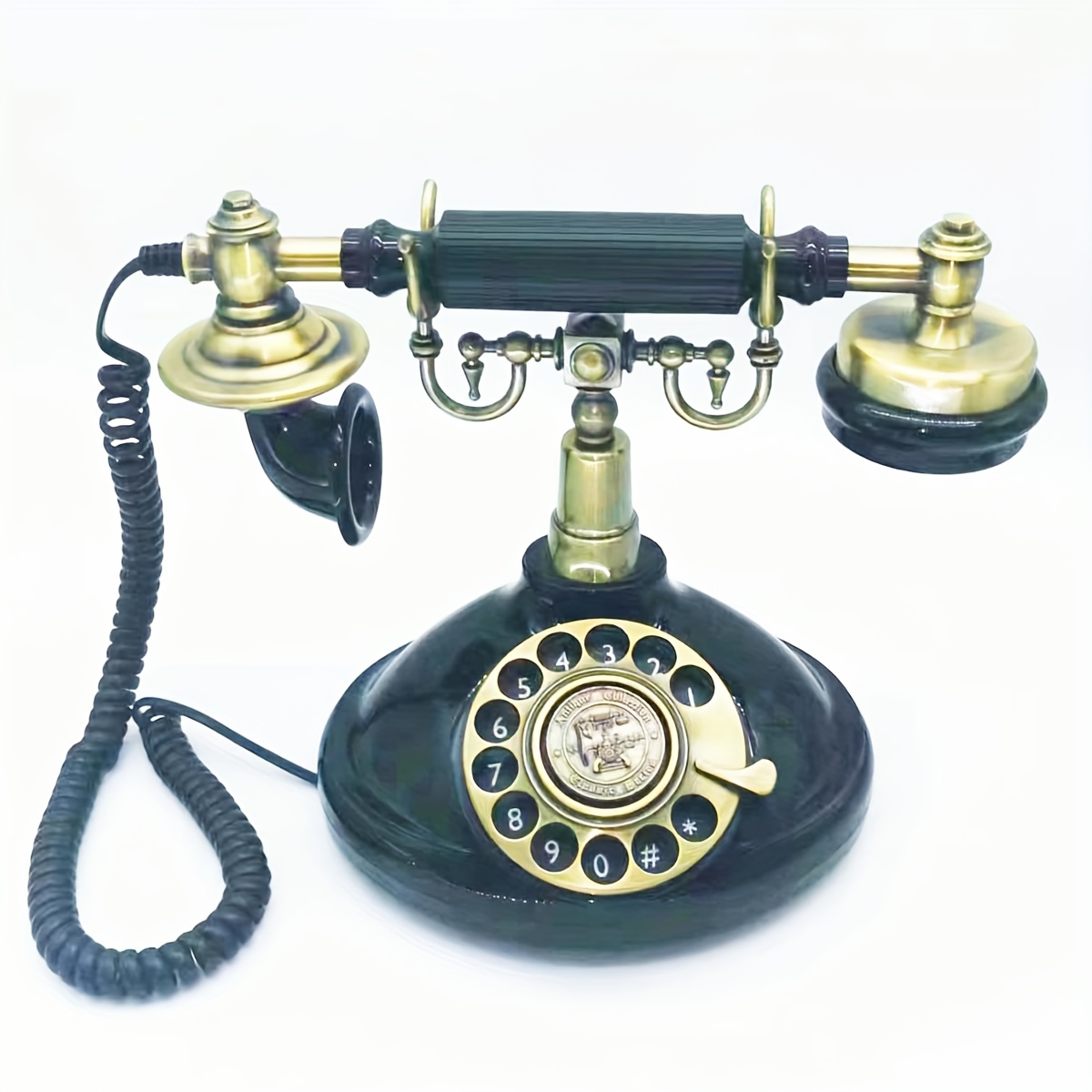Teléfono fijo retro, teléfono fijo antiguo, teléfono clásico giratorio con  cable retro para decoración de oficina en el hogar, hotel, teclado
