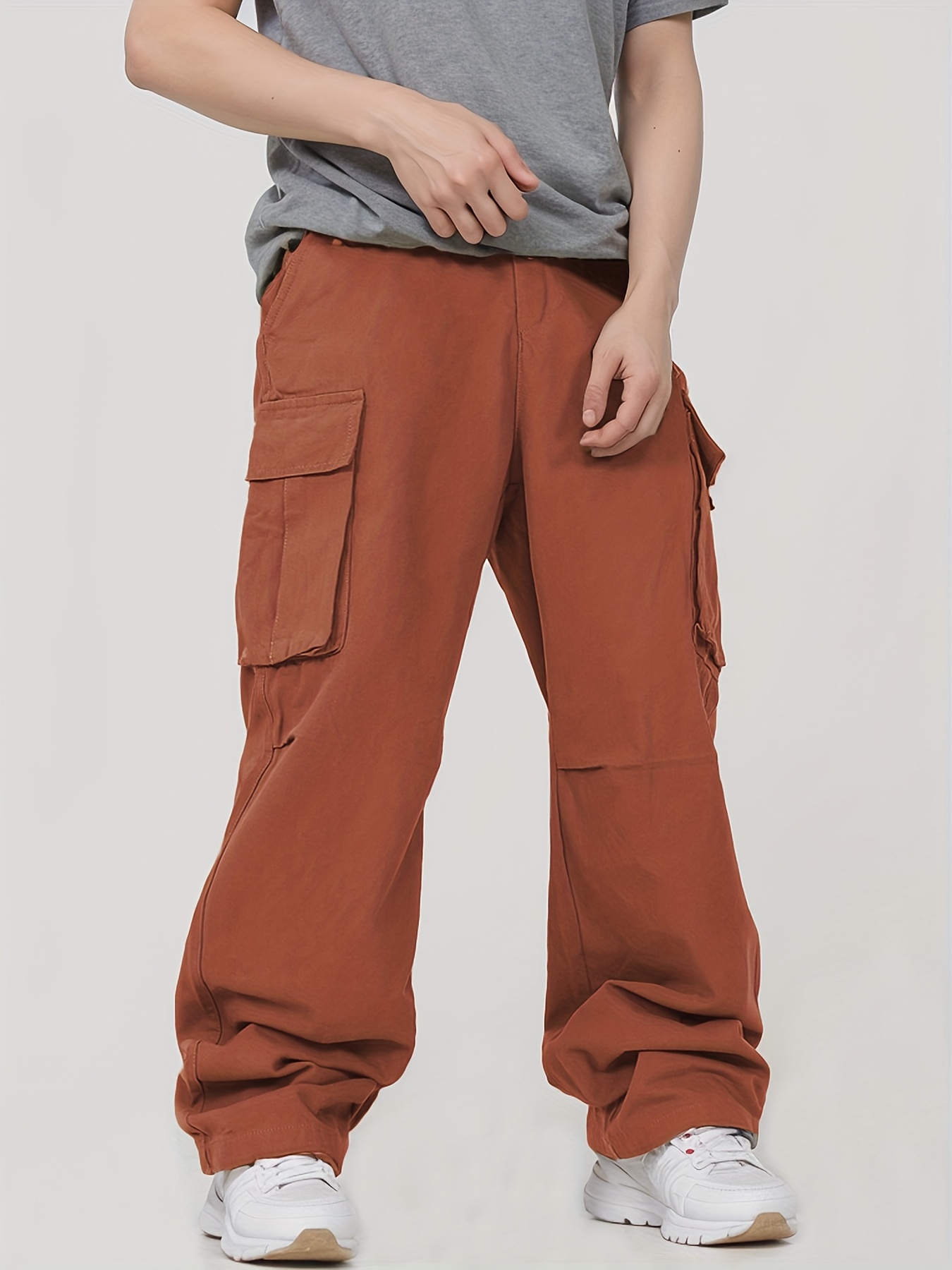Pocket Pantalones Carga Rectos Hombres Pantalones Casuales - Temu Chile
