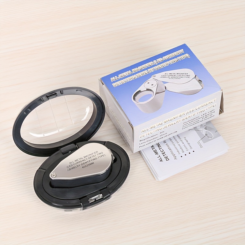 40X Full Metal Jewelry Loop Magnifier,Pocket Folding Magnifying