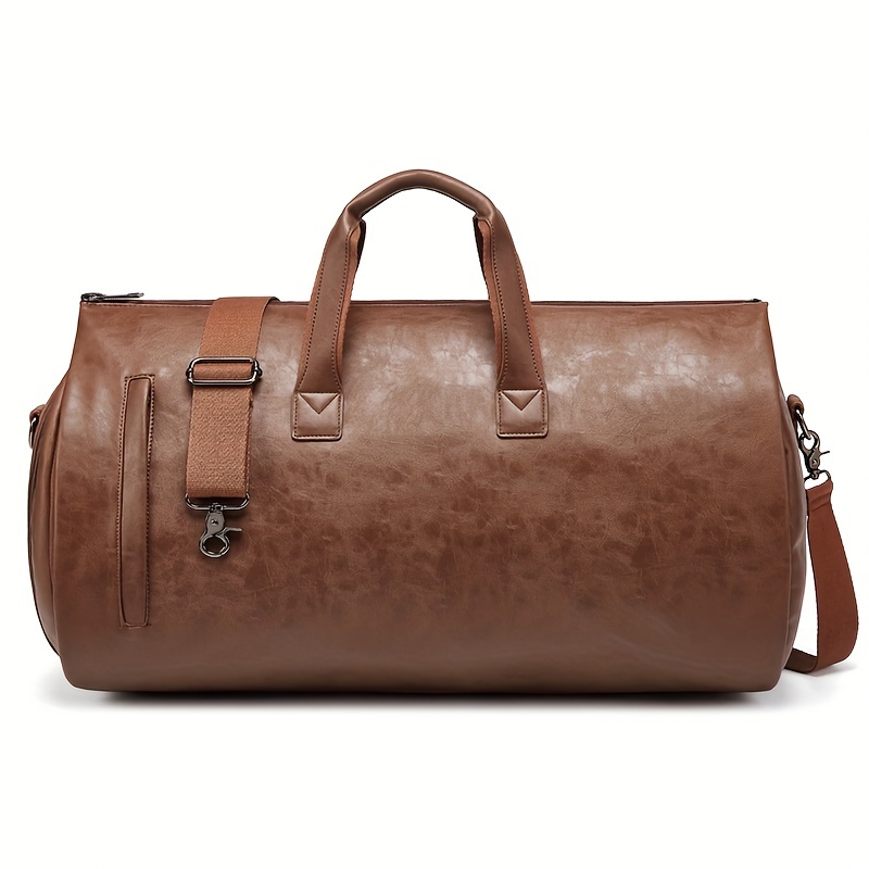 Pu Leather Garment Bag Travel Carry Suit Carrier Storage Bag - Temu