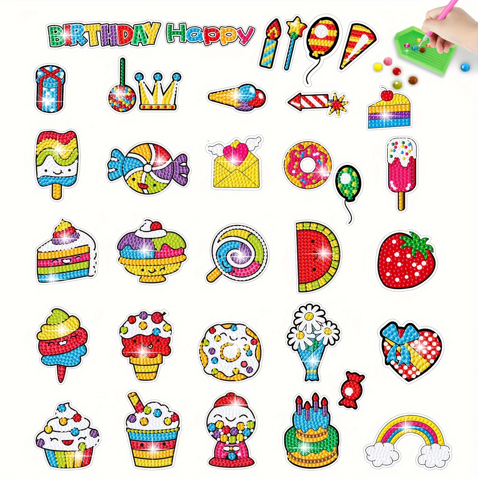 20pcs 5D Diamond Painting Stickers Kits for Kids - Cute Cartoon Dessert  Theme - Arts and Crafts for Kids Ages 8-12 Being Creative to Gem DIY  Diamond Sticker to Be Kids' Birthday