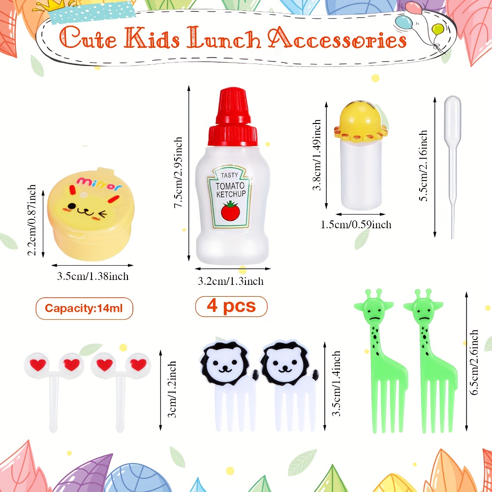 Mini Plastic Fruit Fork, Cute Food Fork For Cake Dessert Fruit Platter,  Reusable Mini Toothpick Bento Box Party Supply Lunch Accessories Mini  Condiment Squeeze Bottle, Mini Ketchup Bottle, Plastic Portable Squeeze  Bottle 