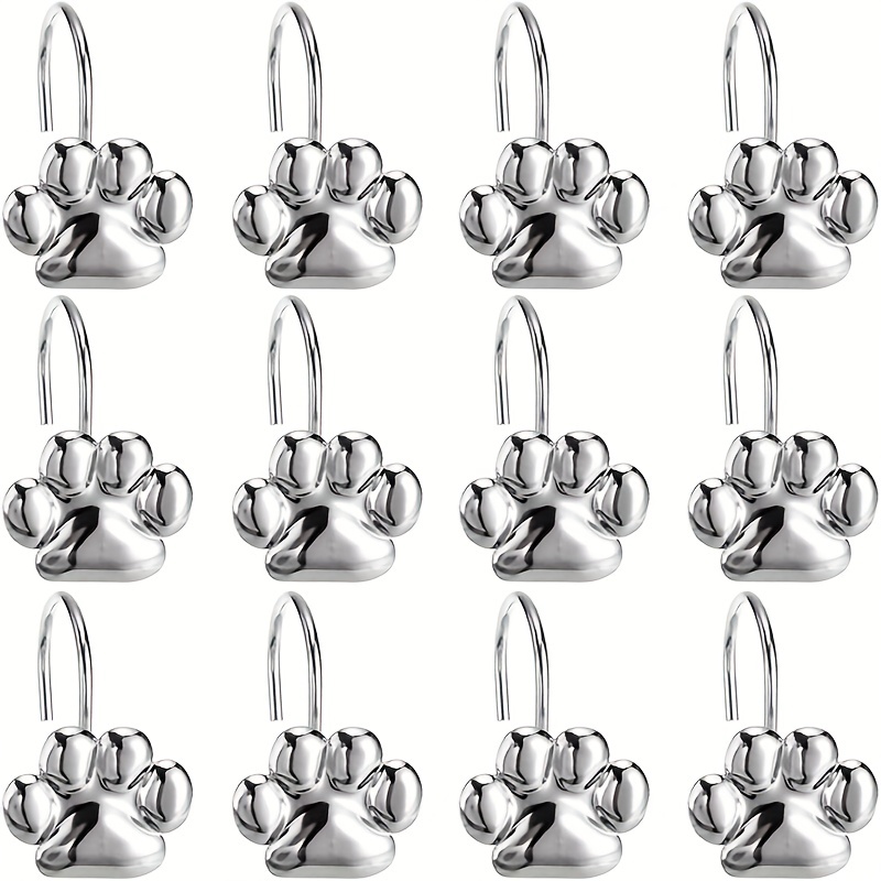 12pcs Paw Print Shower Curtain Hooks - Rust Proof and Fashionable