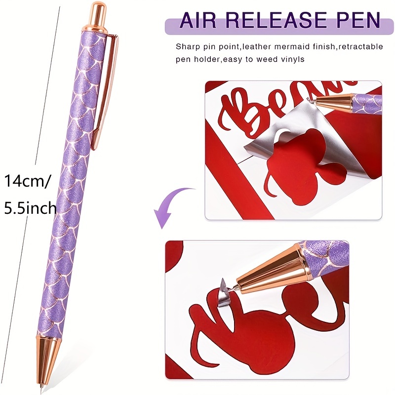 Air Release Pen Pin Pen with Refills Craft Vinyl Weeding Tools Point  Retractable Air Release Tool Weeding Pen A 