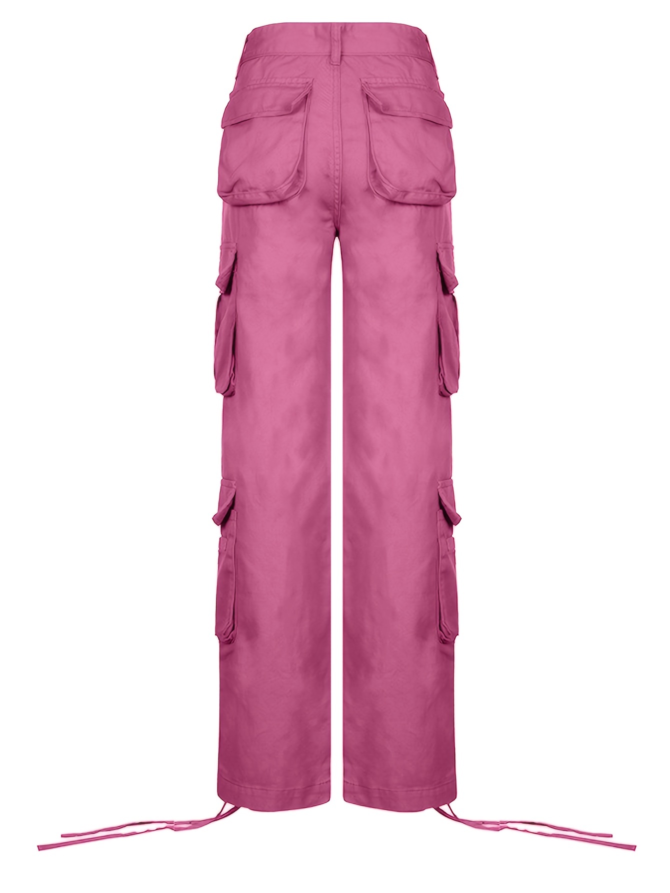 Hot Pink Woven Pocket Detail High Waist Cargo Pants