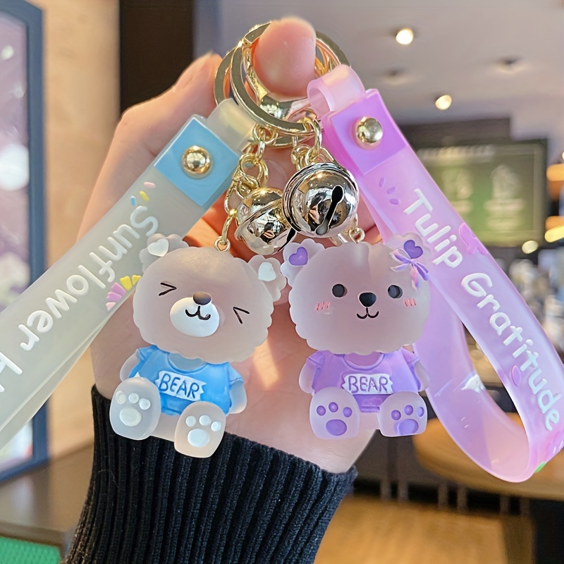 New Gradient graffiti Bear keychain design Women Boy Girl Cute Key chain  Animal Pendant Metal Key Ring Accessories Small Gift