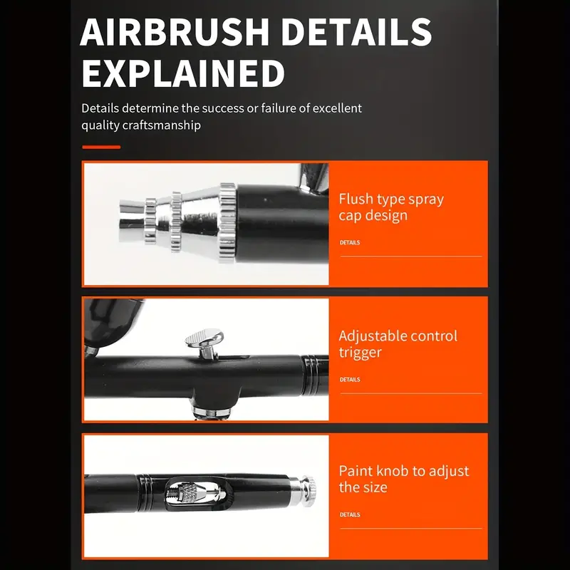 Airbrush Dual Action Gravity Feed Nozzle Spray Gun - Temu