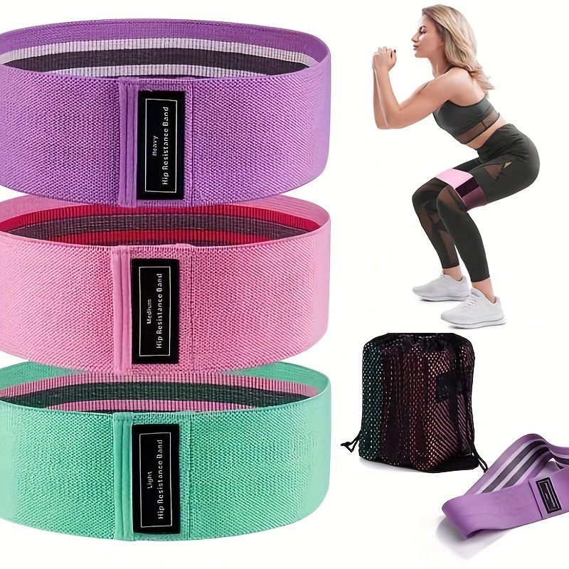 

Non-slip Fabric Resistance Bands For Yoga, Booty Exercise, And Fitness - Set Of 3 Elastic Loop Bands