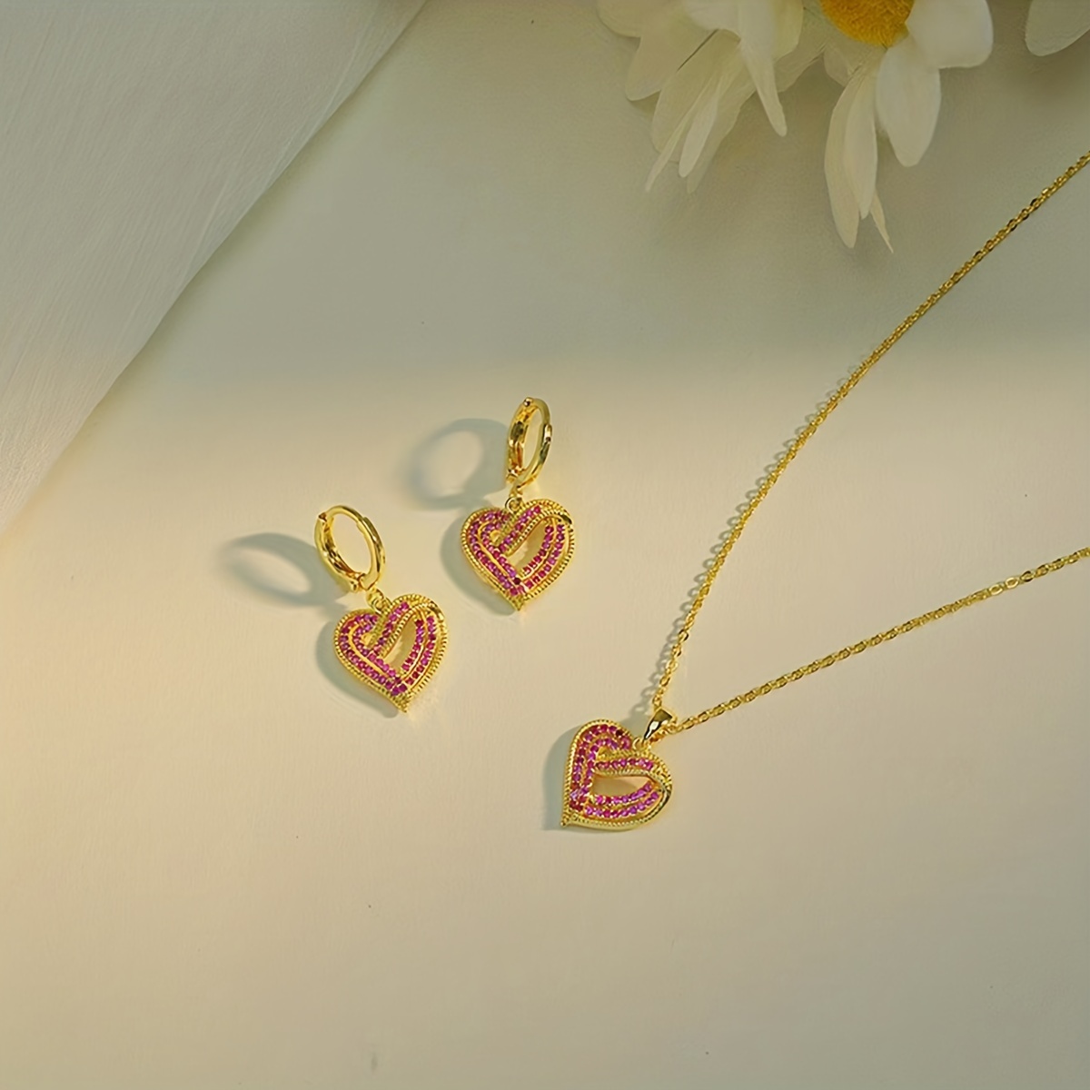 Double Hollow Love Heart Pendant Necklace/ Drop Hook - Temu