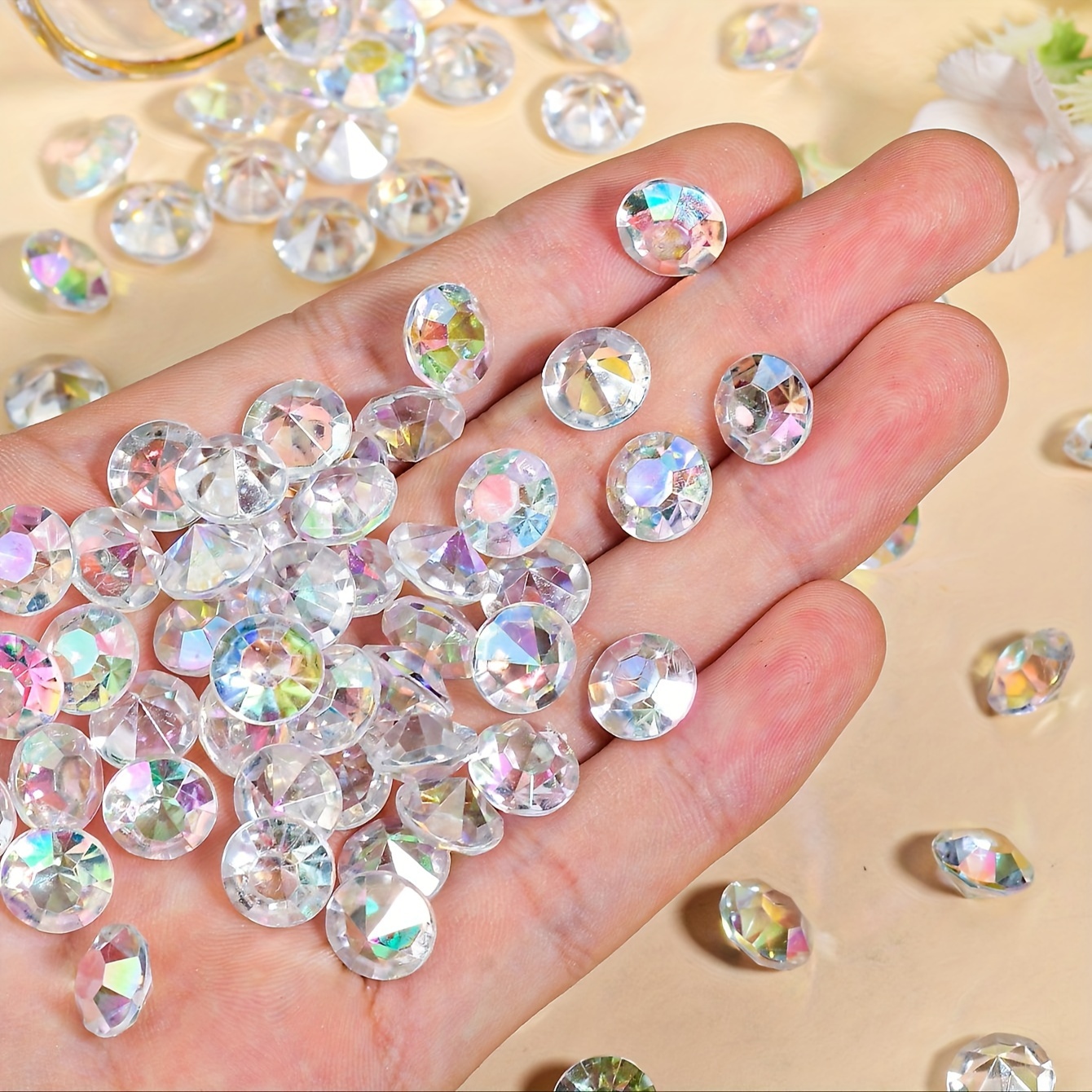 100pcs plastic gems Simulation Diamond clear acrylic diamonds Colorful