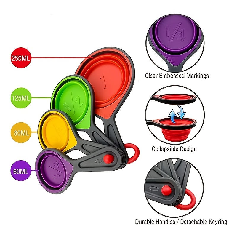 Measuring Cup, Folding Measuring Spoon Set, Coffee Sugar Scoop, Baking  Cooking Kitchen Silicone Measuring Cups, Foldable Durable Tool, New  Christmas/halloween/thanksgiving Party Supplies - Temu