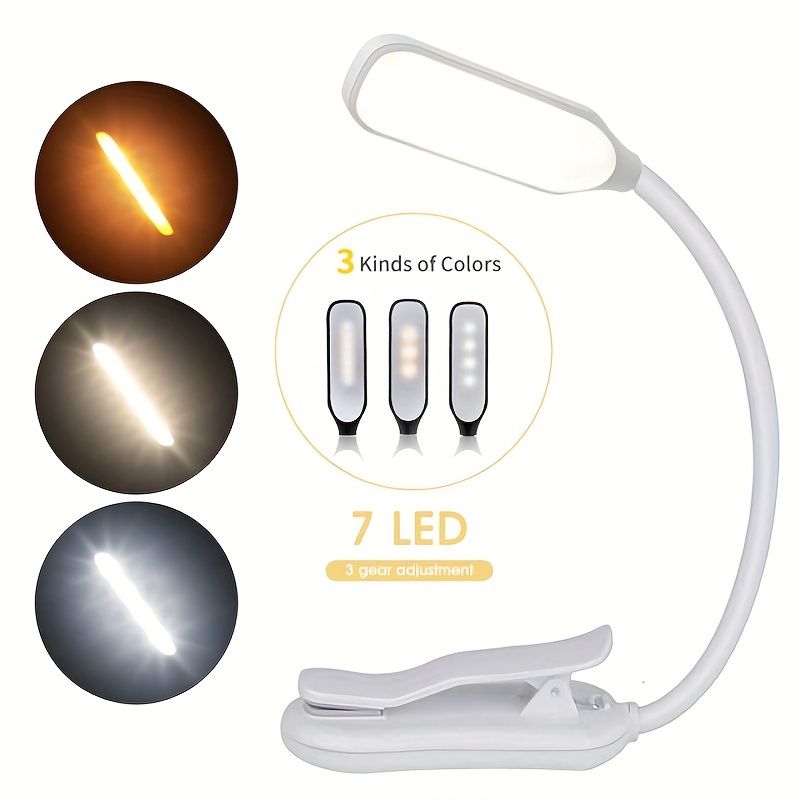 Gritin 9 LED Luz de Lectura, Lectura Luz de Libro con 3 Modos de Protección  de Los Ojos - Atenuación Continua, Recargable Lámpara de Libro con Clip