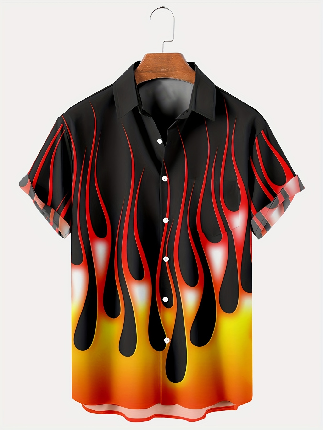 Men's Black Flame Bowling Shirt | Steady Clothing Large