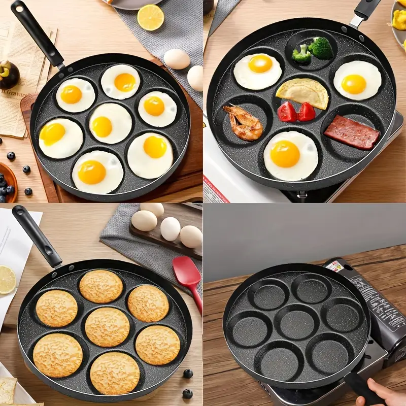 Black Non-stick Four-hole Frying Pot Thickened Omelet Pan Egg