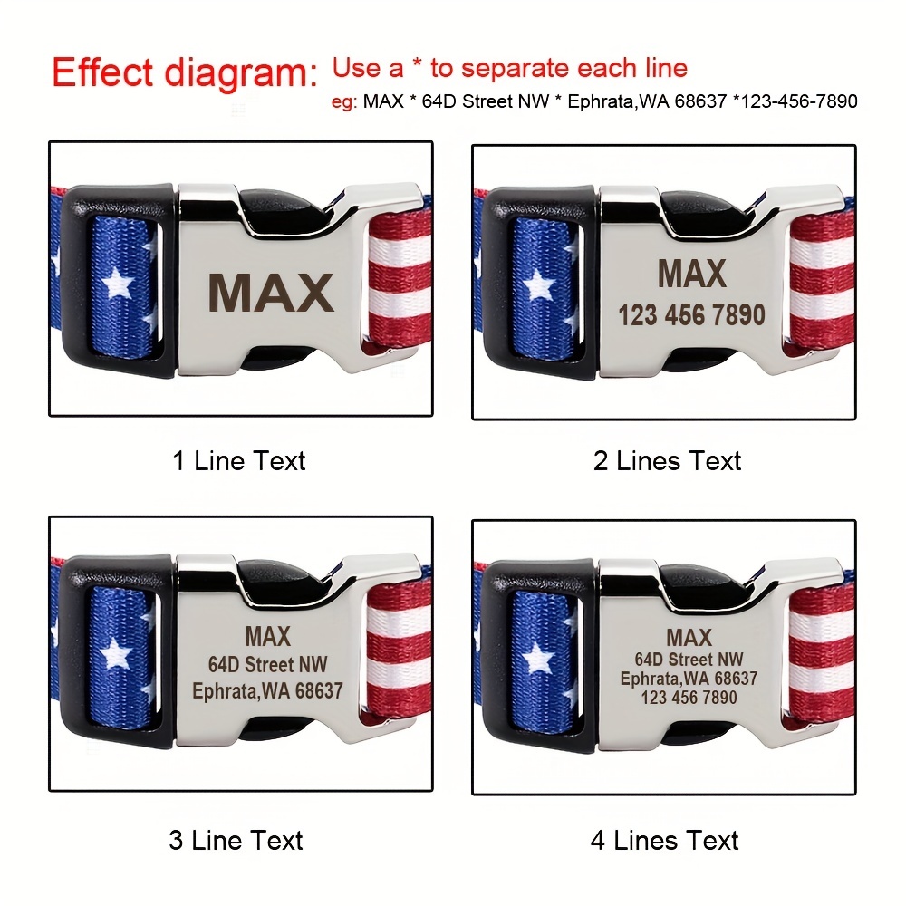 Adjustable Patriotic Nylon Dog Collar with American Flag Design