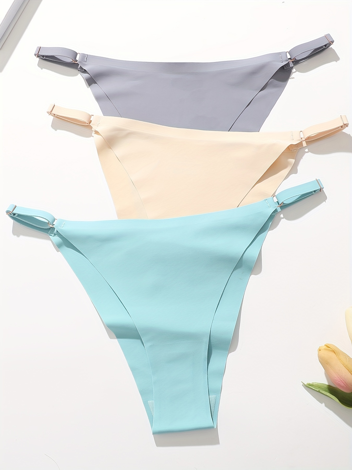 6pcs Seamless Solid Thongs, Soft & Comfy Intimates Panties, Women's  Lingerie & Underwear