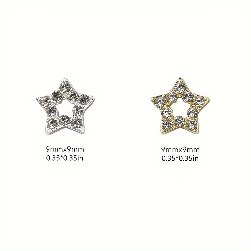 15Pcs Alloy Star Nail Charms Rhinestones for Nails 3D Stars Nail