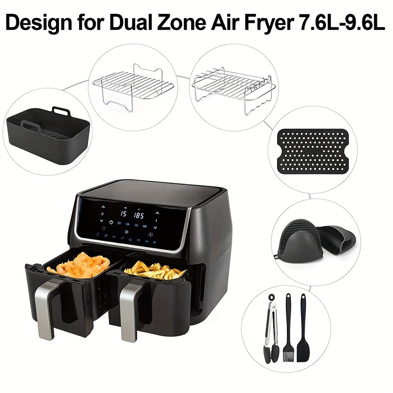 Stainless Steel 7 Air Fryer Accessories Food Tongs Oil Brush Single Layer  Skewers Rack Cupcake Molds for 3.2Qt-5.8Qt Air Fryer - AliExpress