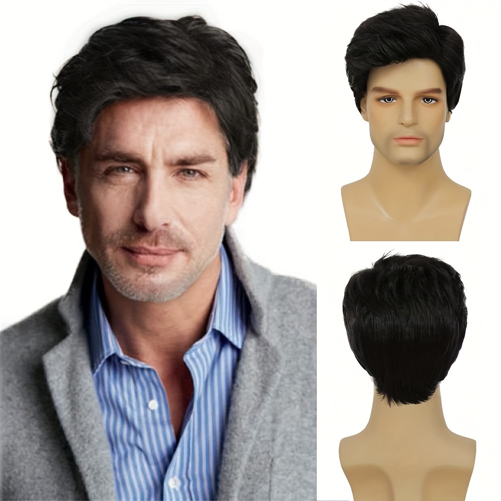 Men s Wig Short Brown Wig Men s Layered Fluffy Synthetic Temu