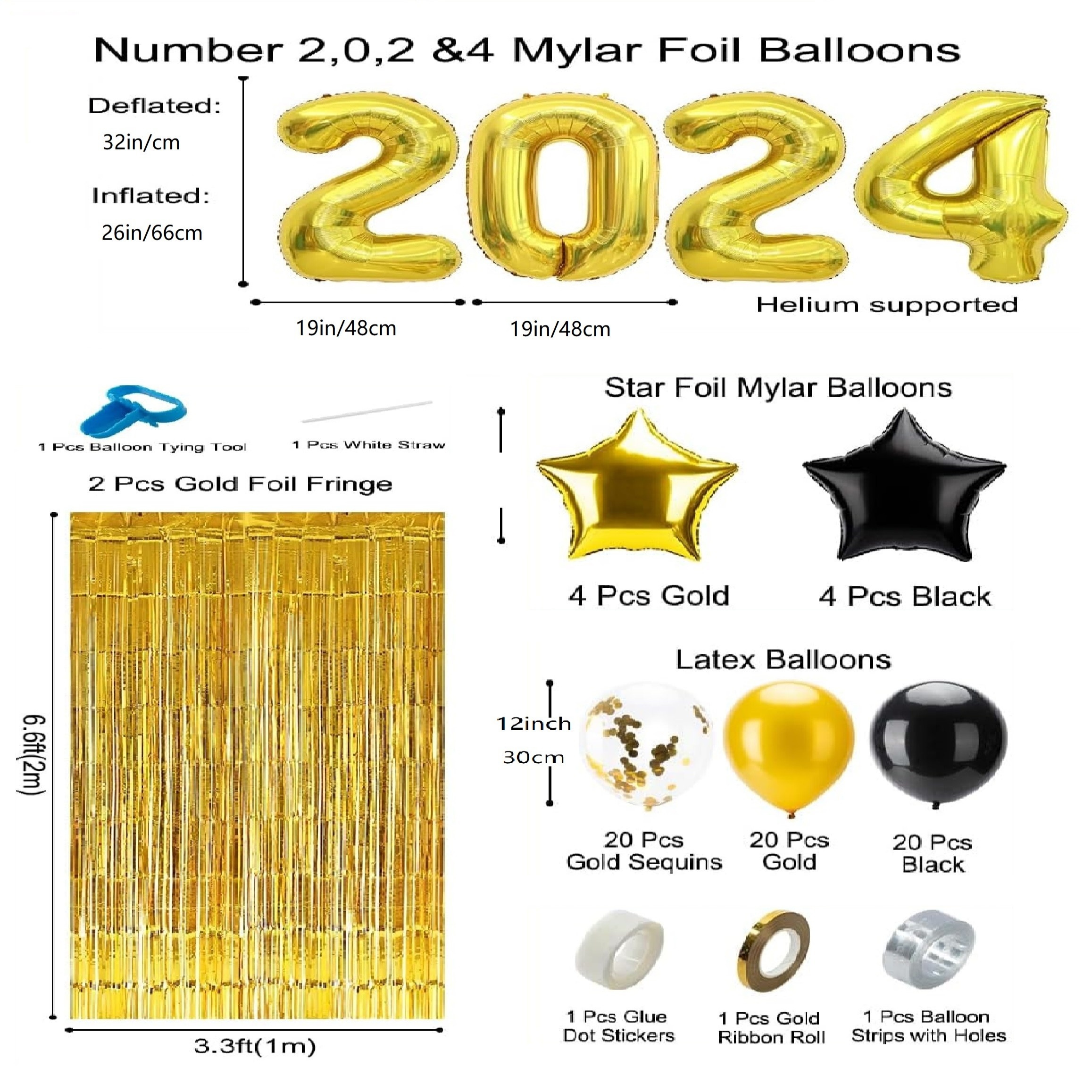 New Year's Eve Black Gold Party Decoration 2024 New Year's - Temu