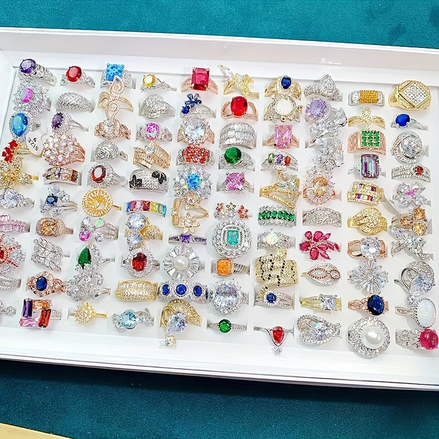 Wholesale 50Pcs Mixed Rings Bulk Finger Band Ring Lot Men Women Jewelry  Fashion