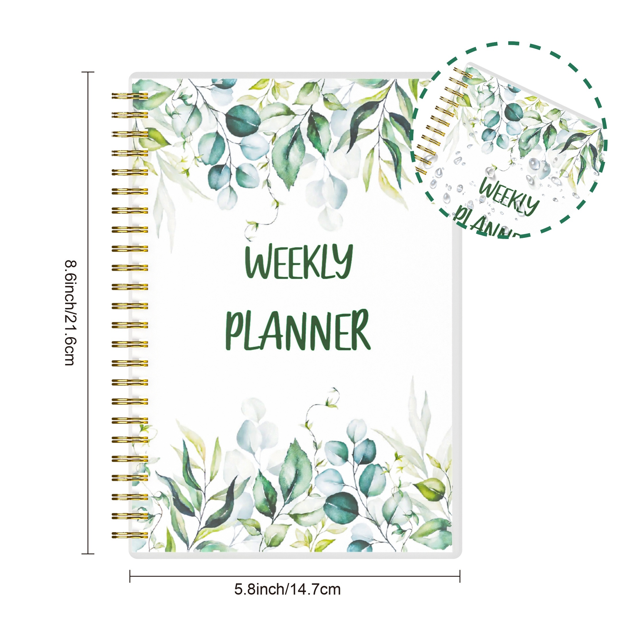 Undated Weekly Planner - Greenery To Do List Notebook, A5