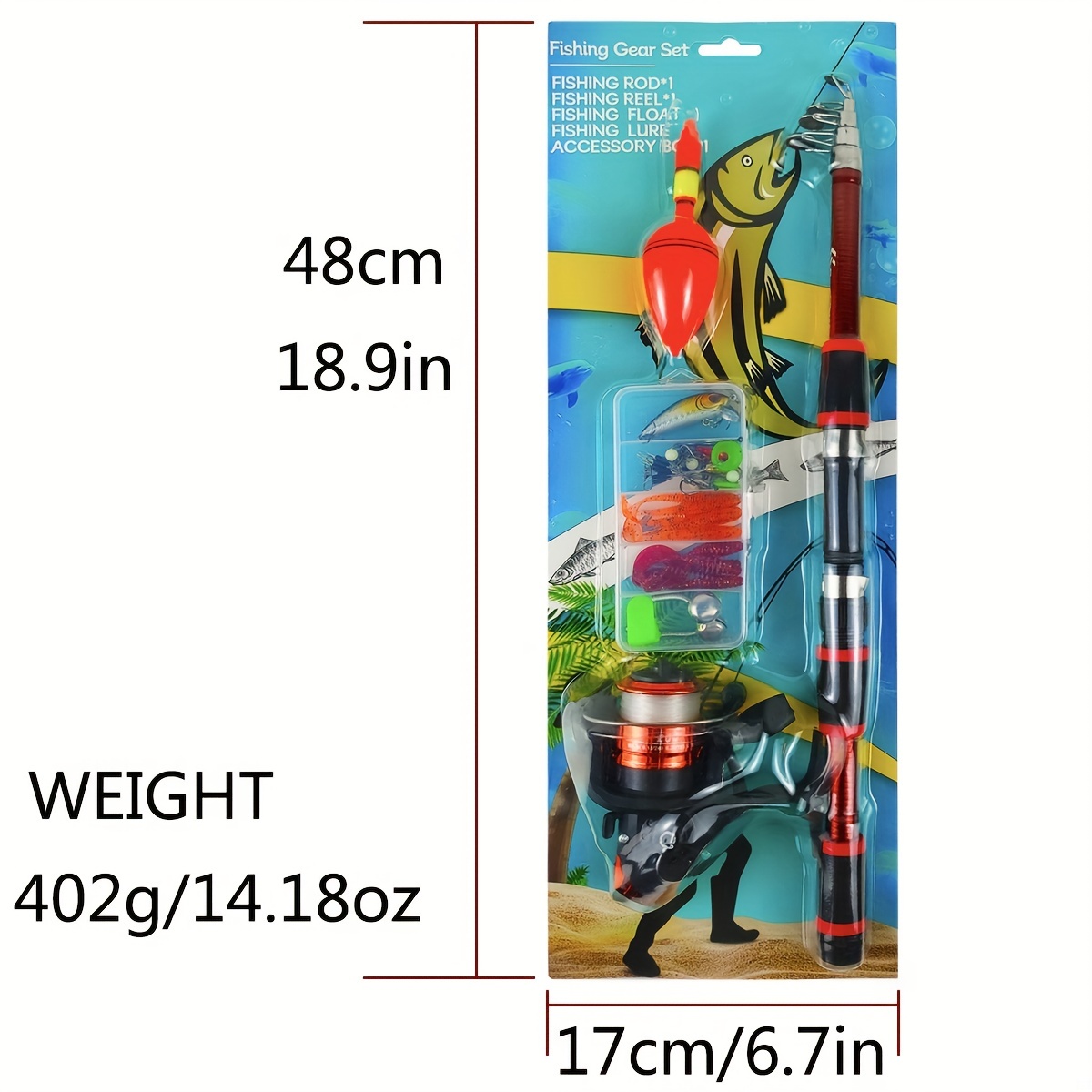 Spinning Fishing Rod and Reel Combo1.8M Telescopic Rod with 5.2:1 3BB  Fishign Reel Max Drag 5kg Fishing Kit