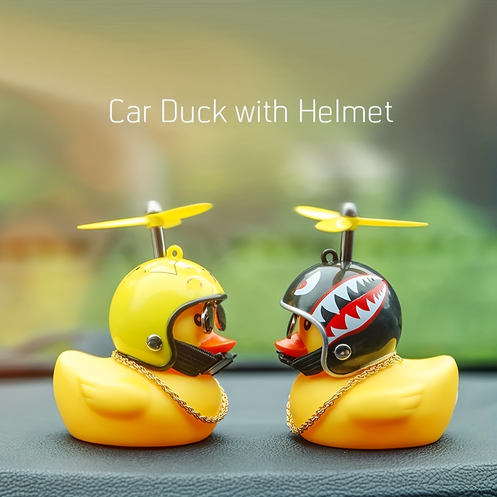 Rubber Duck Toy Car Ornaments Yellow Duck Car Dashboard Decorations Cool  Glasses Duck with Propeller Helmet 