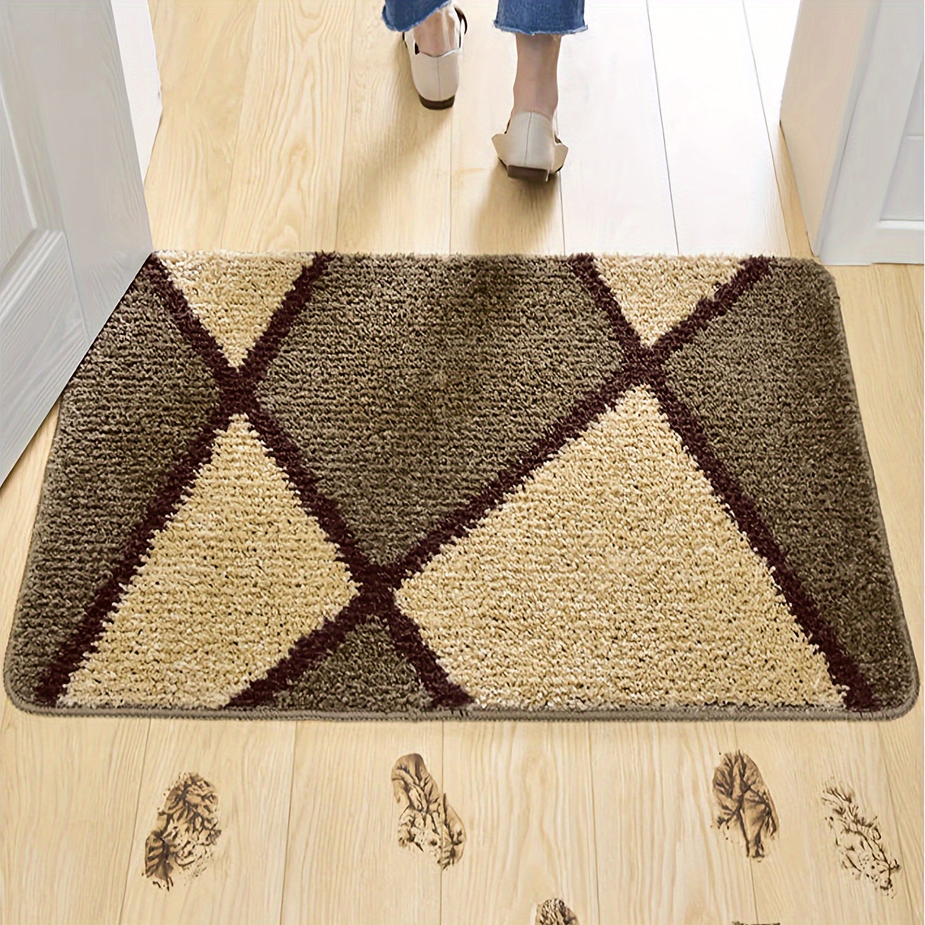 Outdoor Door Mats Household Entry Welcome Mat Carpet, Doorway Absorbent and  Dustproof Floor Mat, Rubber Anti-Slip Footpads, Thickened Wear-Resistant