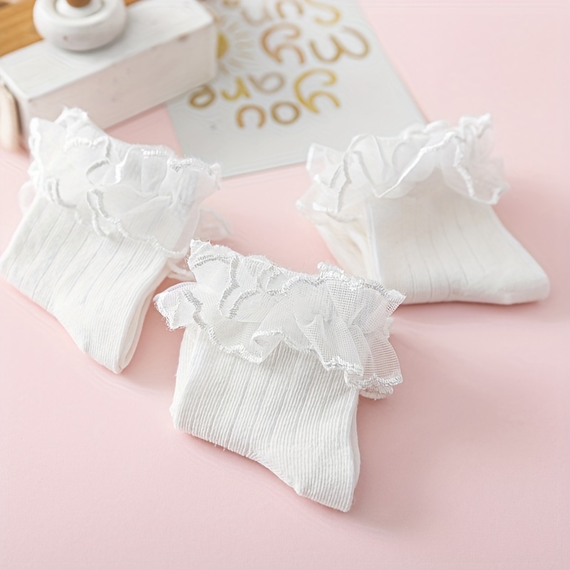 Baby Girls Mesh Trim Ankle Socks Breathable Comfortable Princess Socks