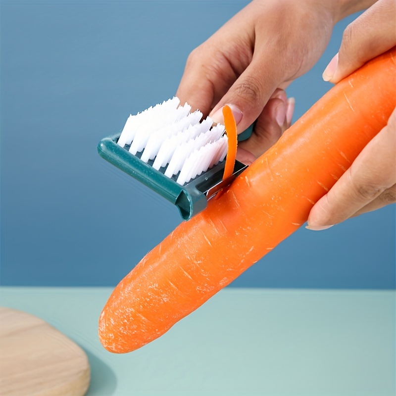 1pc, Vegetable Brush, Fruit Cleaning Brush, Multi-functional Cleaning Brush,  Silicone Potato Brush, Carrot Washing Brush With Hard Bristles, Reusable Cleaning  Brush, Kitchen Supplies