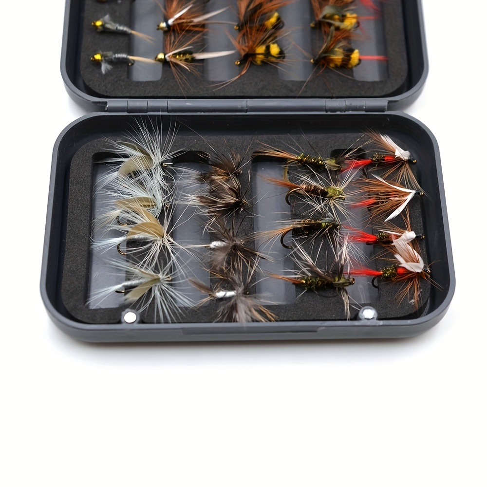 32pcs/box Premium Trout Nymph Fly Fishing Lure Set - Dry/Wet Flies, Nymphs,  and Ice Fishing Lures - Artificial Bait with Durable Box - Perfect for Out