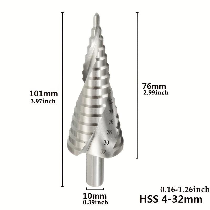 5 pcs Forets en acier rapide HSS, 4/6/8/10/12 mm, 4 Flûte tige