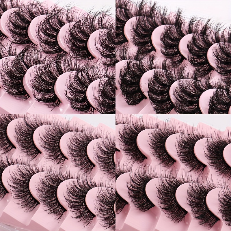 10 Pairs Fluffy False Eyelashes Dramatic Look Thick Curly Faux Mink Lashes