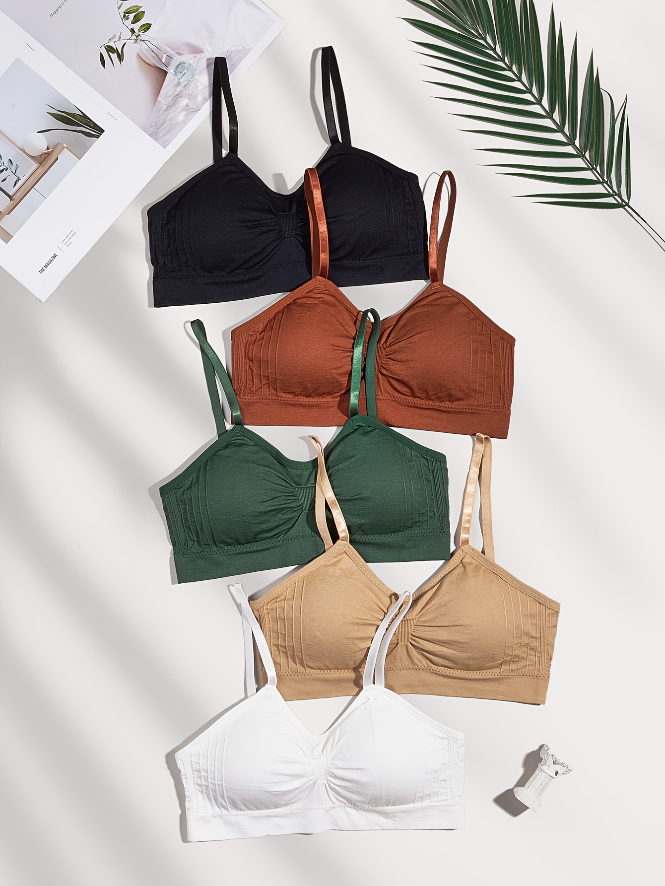 Simple Solid Wireless Bra Comfy Breathable Stretch Intimates - Temu Canada