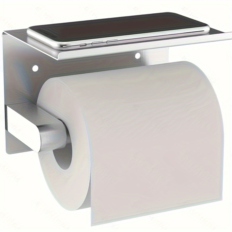 Rustproof And Stainless Steel Toilet Paper Holder With Phone - Temu