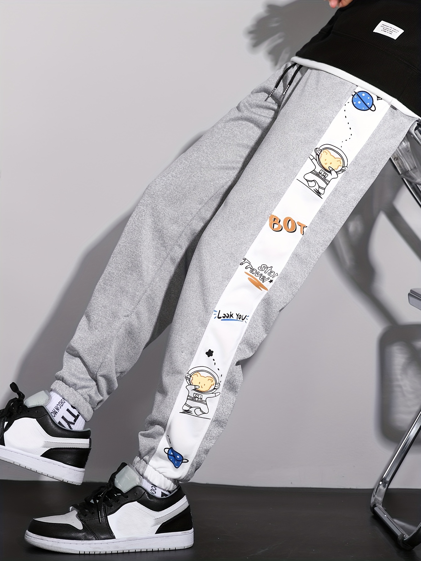 Men's Cartoon Astronaut Print Joggers Casual Straight Leg - Temu