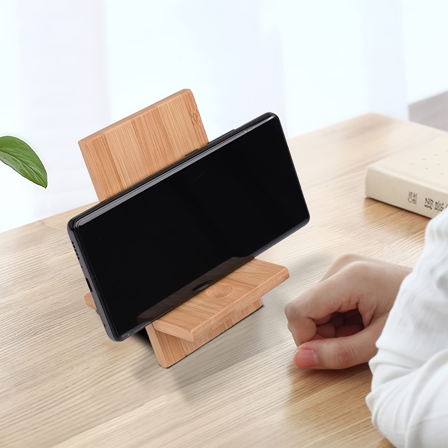 Wooden Double Slot Mobile Phone Holder Universal Stand Simple