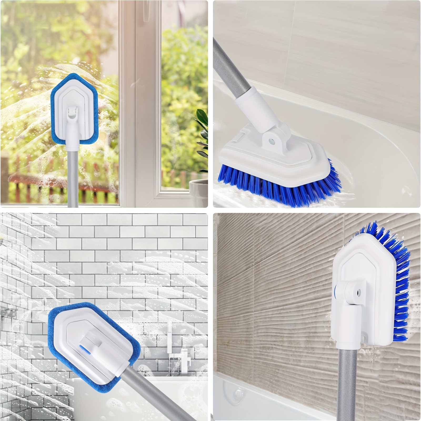 Tub Tile Scrubber Extendable Long Handle147cm,3 in1 Shower Cleaning Br –  KeFanta