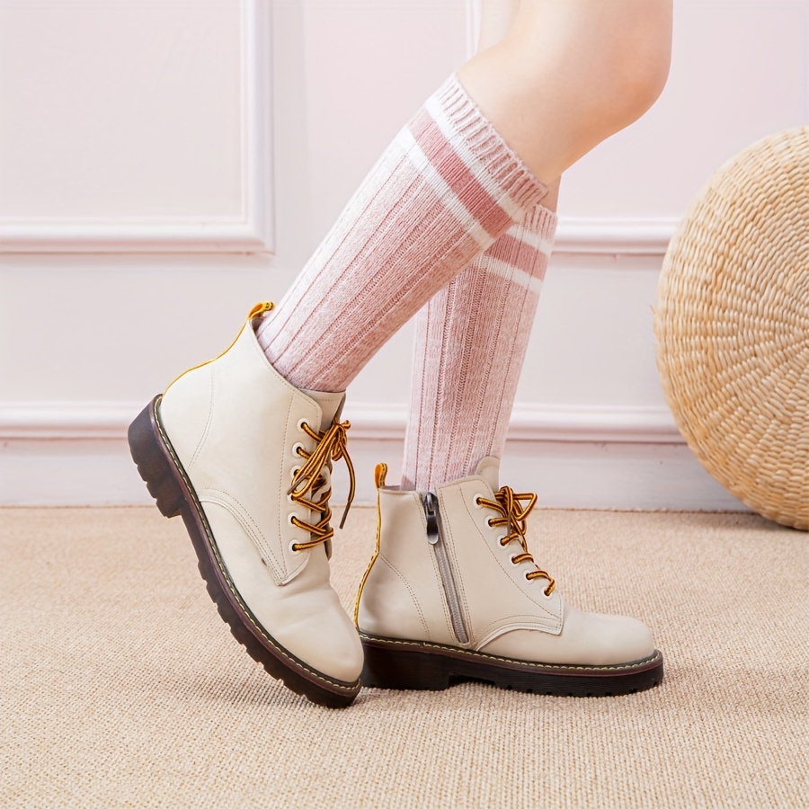 Striped Crew Socks Comfy & Breathable Women's Stockings