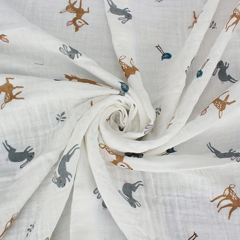 Rabbits and Deers Baby Muslin Swaddle Blankets, Soft Organic Bamboo